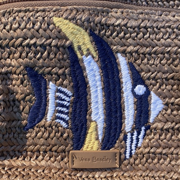Vera BRADLEY STRAW MINI BACKPACK WITH FISH EMBROIDERED - Picture 2 of 13
